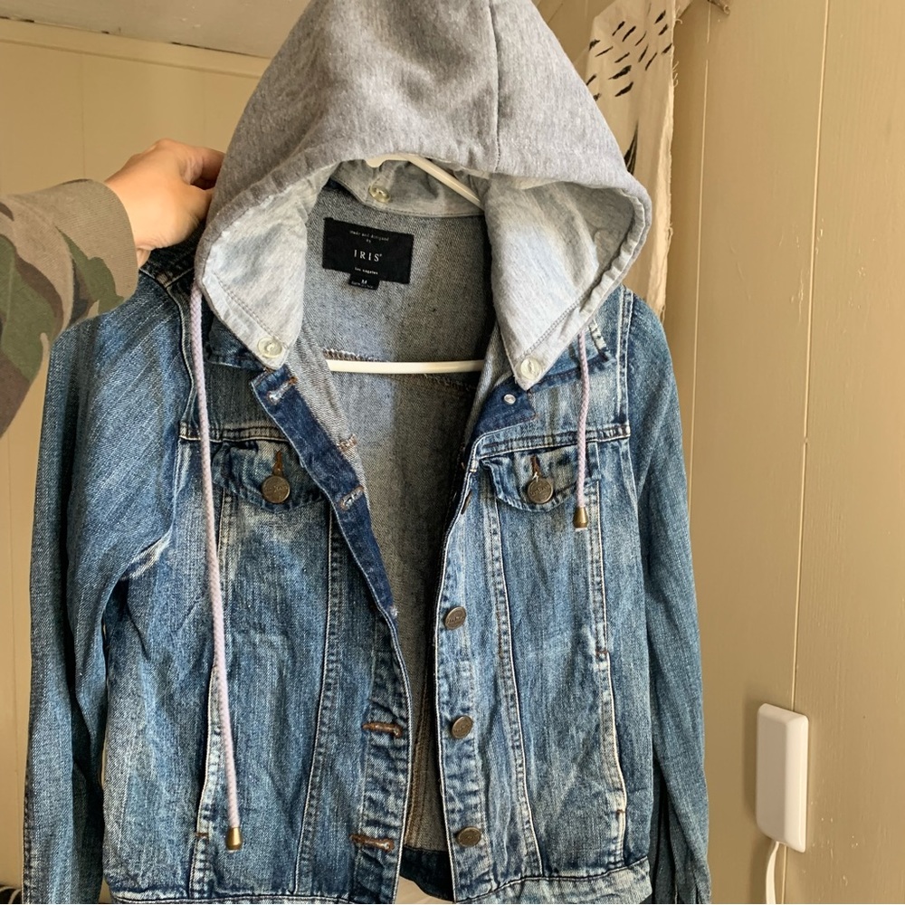Denim jacket with hood